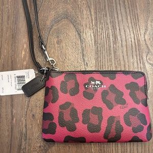 Coach Ocelot Print Corner Zip Wristlet Purse